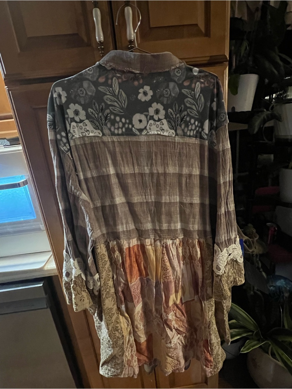 POL Neutral Beige and Cream Home Accent Textile Duster Shirt/Jacket Medium - Picture 6 of 13